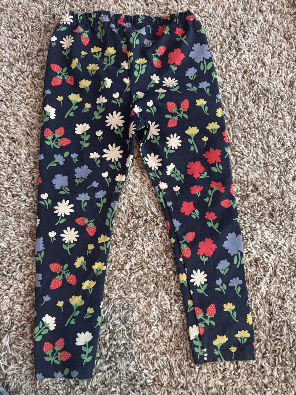 The Beaufort Bonnet Company Navy Floral & Strawberry Print Girl Leggings 2T